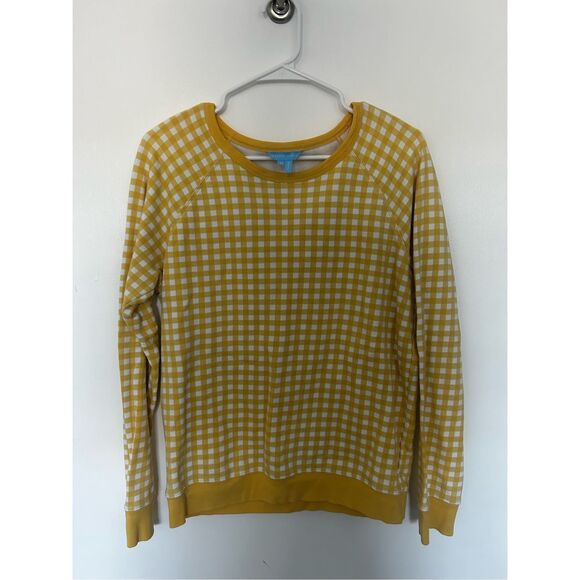 Draper James Yellow White Gingham Pullover Sweater Size M Preppy Classic - Picture 5 of 15